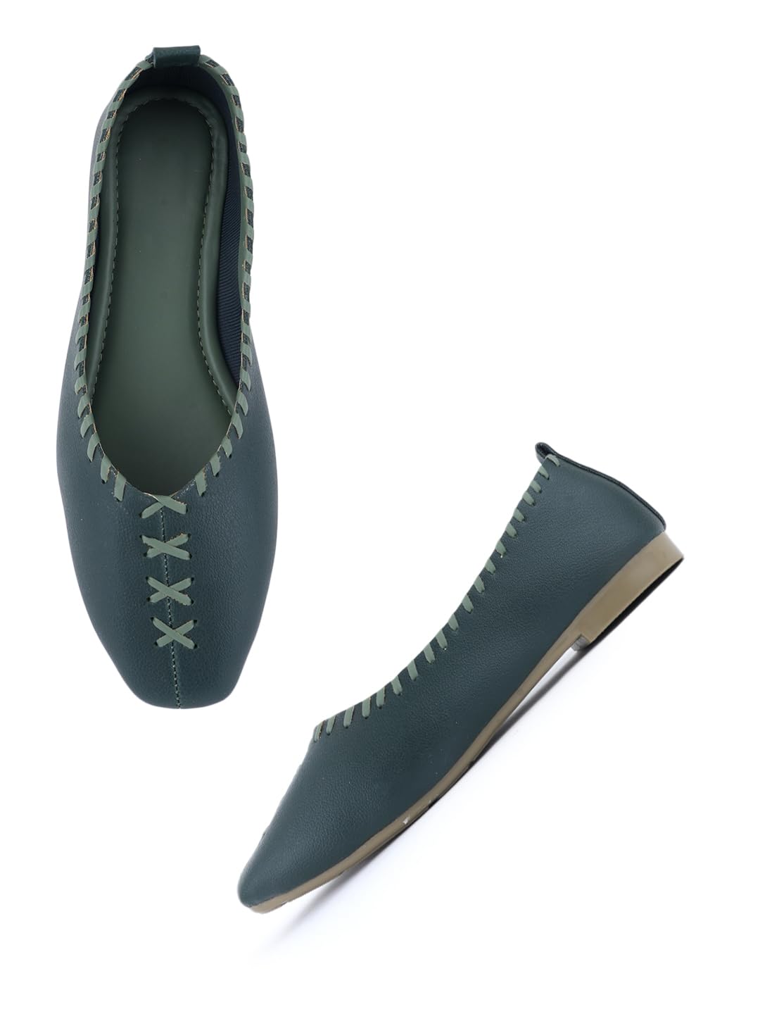 Women Ballerinas, Green, PU, Casual, Round Toe, Slip-On-image-21