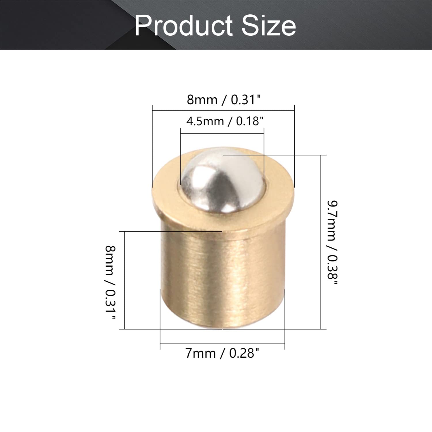 Heyiarbeit Brass Ball Catches - 20pcs, 0.28 Inch Dia, For Cabinet Closet Drawer Doors - View #13