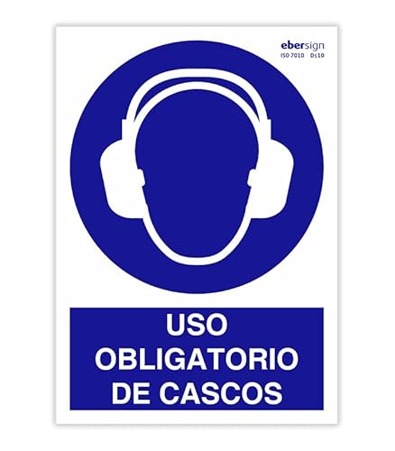 EberSign | Señal de Obligación Uso Obligatorio de Cascos Normativa ISO (A4)