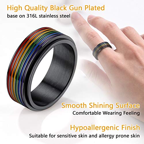 Prosteel Gay Jewelry Bi Pride Fidget Ring Black Stainless Steel Men Lgbtq Rings #TOP2