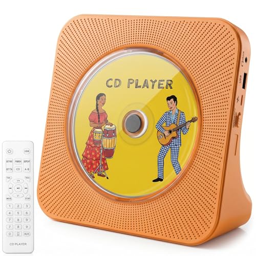 Image of Gueray CD Player Portable Bluetooth Desktop CD Player for Home with Timer Built-in HiFi Speakers with LCD Screen Display Boombox FM Radio USB Type-c (Orange)