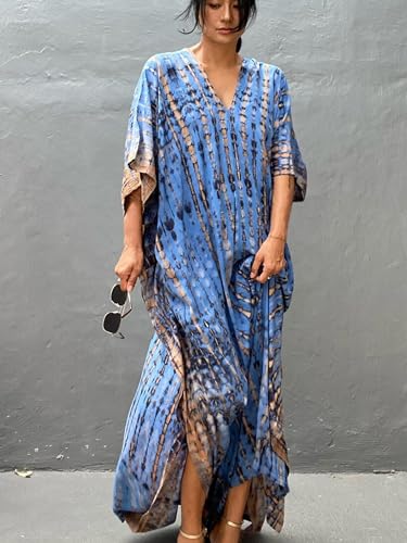 Image of Kaftan Dresses for Women Plus Size Summer Beach Dress with Print and Swim Cover Ups