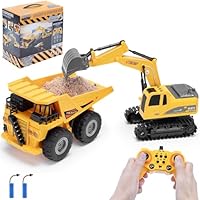 Digger + Dumper RC Set, Twin Pack Remote Control Excavator & Dump Truck, 1:24 Scale, 11 Channels, 2.4GHz, Batteries Included.