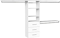 ClosetMaid SuiteSymphony White Hanging Closet Kit: Tower, 3 Rods, Shelves, Drawers - Customizable Organization for 7-10ft Closets
