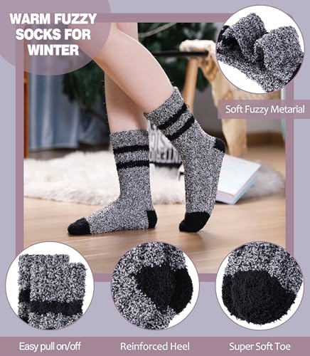 Image of LANLEO Fuzzy Socks for Women Soft Cozy Fluffy Slipper Winter Warm Microfiber Plush Sleeping Socks