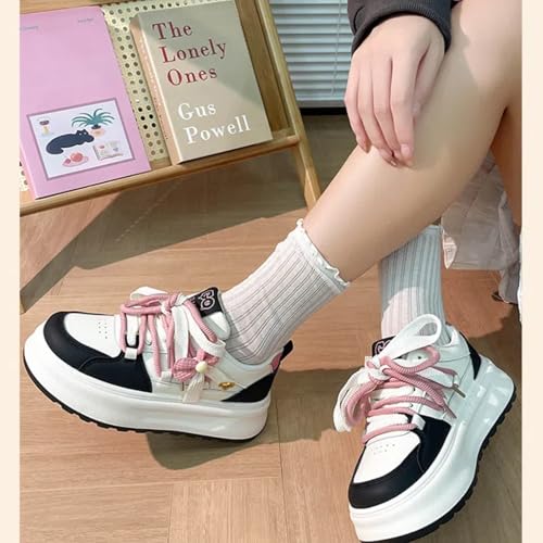 Cute Y2K Chunky Sneakers for Women – Stylish Bow Thick Sole Casual Shoes | White Sneakers3