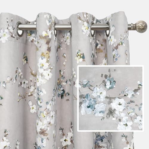 Floral Room Darkening Curtains for Living Room - Set of 2 Panels