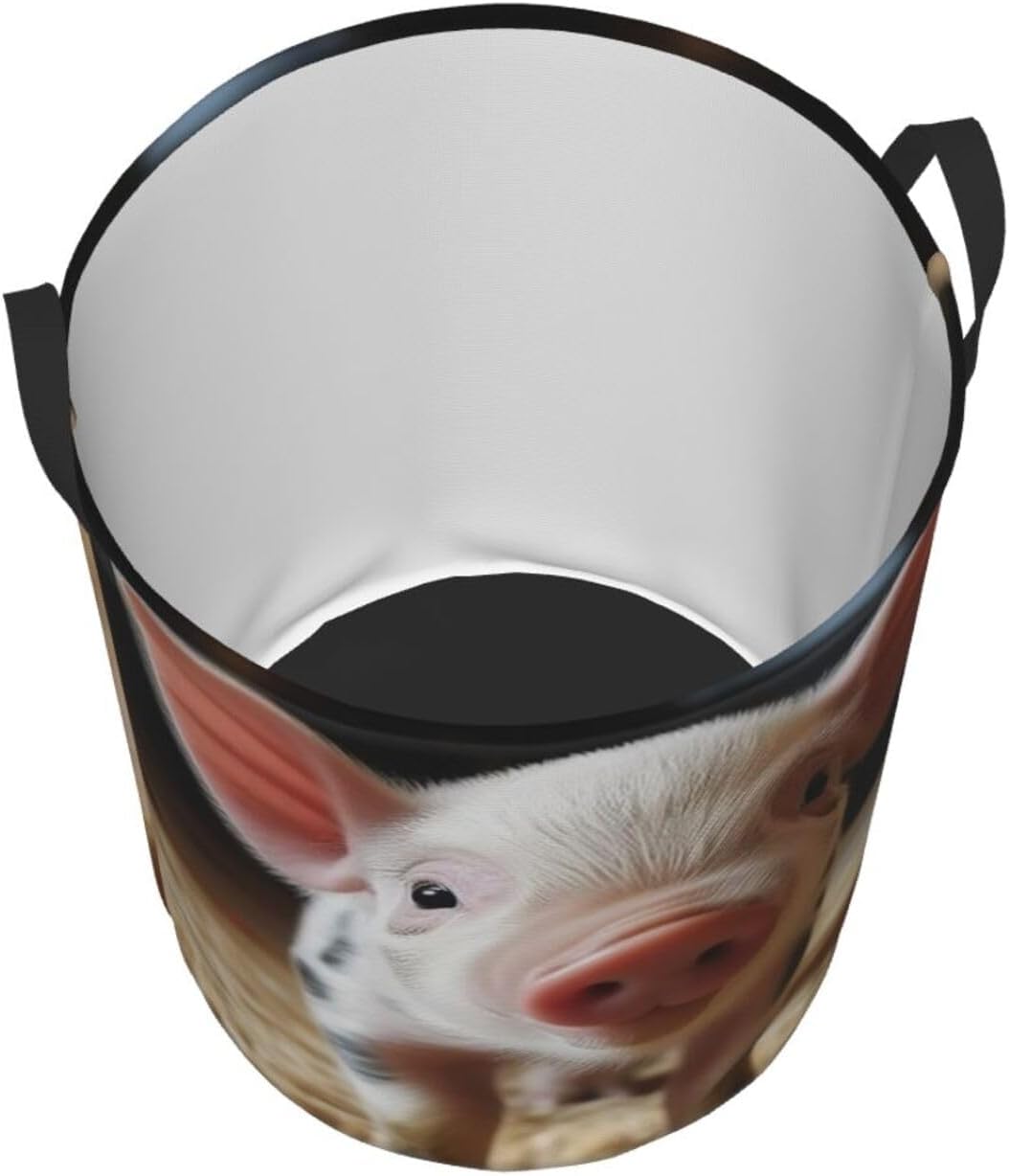 Smiling Laundry Basket With Handles, Foldable Laundry Hamper Oxford Cloth Dirty Clothes Basket Waterproof Clothes Toys Storage Bin Organizer for Bedroom Bathroom Dorm