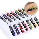 Colored Lash Clusters Colorful Individual Lashes Eyelash Clusters with Colors, Helloween Colored Lash Extension D Curl Cluster Lashes Wispy Lash Extensions DIY Eyelash Extensions by Goddvenus