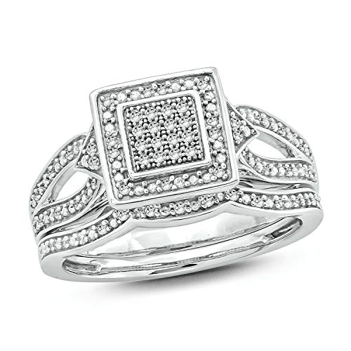 Cali Trove 1/5 Ct Natural Diamonds Engagement Ring Set for Women | 925 Sterling Silver Rings...