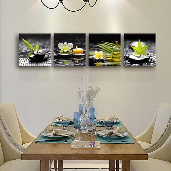 Miniatura 4 de Yxbhhym - Lienzo de arte negro Zen para pared, meditación, póster verde, impresiones fotográficas de piedra, pintura de masaje, cuadros de baño para