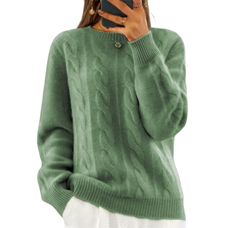 Long Sleeve Sweaters for Women Trendy Crewneck Clothes Vintage Knitted Winter Work Pullover Sweater