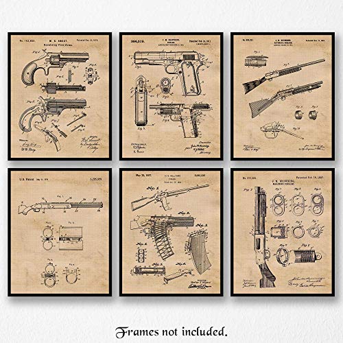Vintage Remington Guns Patent Art Poster Prints, Set of 6 (8x10) Unframed Photos