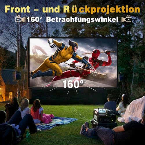 MgFjaka Beamer Leinwand 100 Zoll - 16:9 HD Faltbare Projektionsleinwand, Anti-Falten 4K Projector Screen 221x125 cm, Doppelseitige Projektion Leinwand für Camping und Heimkino, Zuhause Schule Treffen