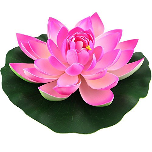 JAROWN 4 flores de loto artificiales de espuma para decoración de estanques de acuario (18 cm, rosa) Cover
