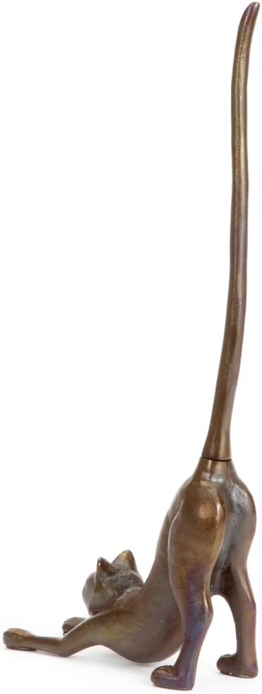 Bits and Pieces - Cat Paper Towel or Toilet Paper Holder Sculpture - Cast Iron - Kitchen Statue/Accessory - Bathroom Decor