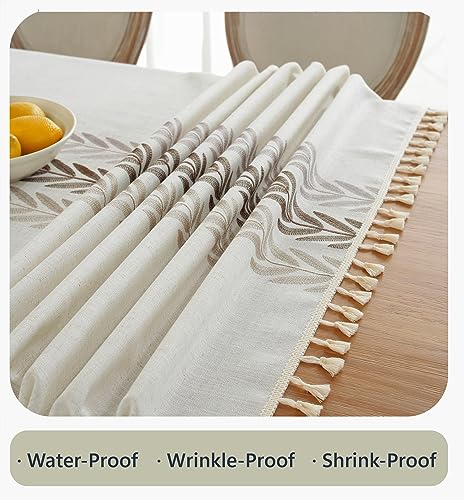 Alsoo Embroidered Tablecloth Rectangle 55 x 90 Inch, Farmhouse Otanical Floral Table Cloth Waterproof Washable Cotton Linen Fabric for Kitchen Dining Festival by Alsoo - Used condition - Image 3
