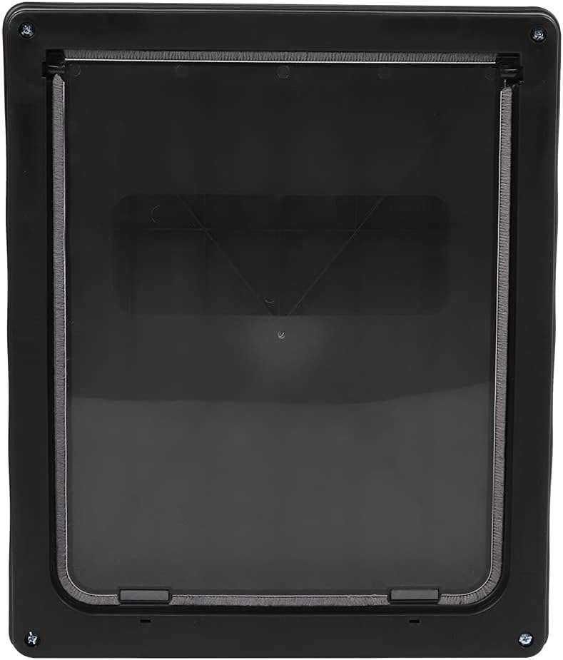 Qiilu Durable Cat Door for Easy Installation - Quality Pet Safe Door - Weatherproof for Dogs and Cats (Black)