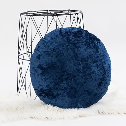 Round Velvet Pillow Covers 18 Inch Soft Plush Decorative Throw Cushion Case with Invisible Zipper Luxury Warm Pillow Cover for Sofa Couch Living Room Bedroom Home Decor(Blau)