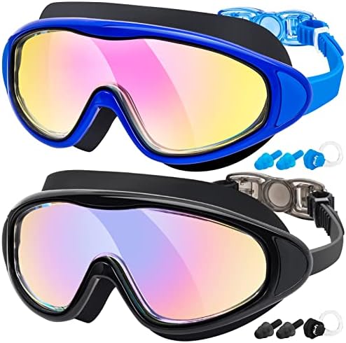 EasYoung Swimming Goggles-2 Pack Swim Goggles for Adult Men Women, No Leaking Anti-UV Lens Clear Vision Waterproof Goggles