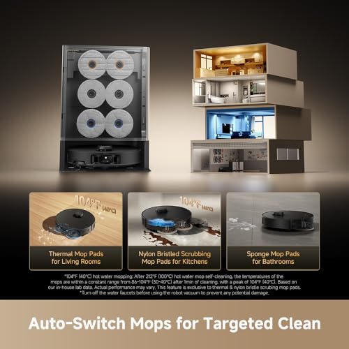 Image of DREAME Matrix10 Pro Robot Vacuum and Mop, Featuring Multi-Mop Switching Dock, Three-Solution Compartment, Detangling Brush, 30,000Pa Suction, 212F (100℃) Mop Self-Cleaning Black