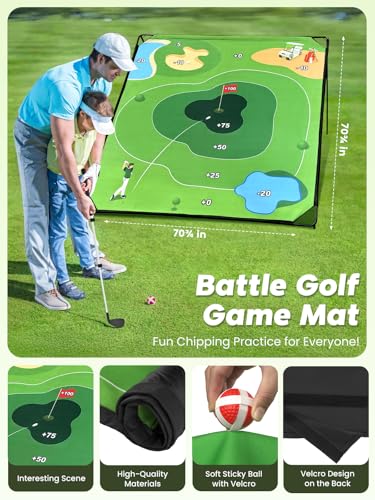 URUQ Golf Chipping Game with 6 x 6 FT Large Target Mat Training Set — view 2