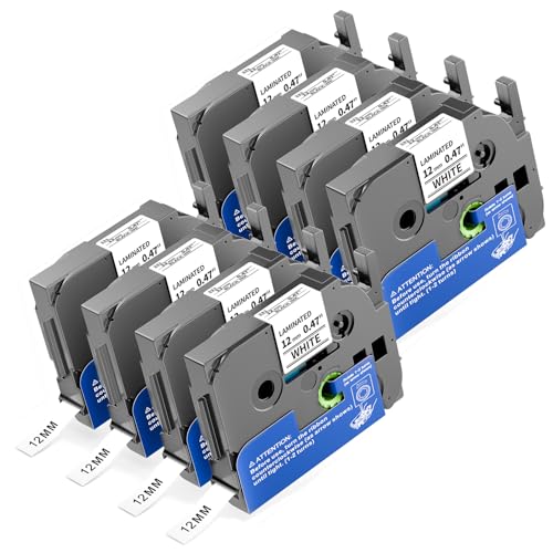 Image of Colorty Replace for Brother Tape Cassette P Touch Label Tape 12 mm 0.47 Laminated White Tz TZe-231 Label Maker Ptouch Refills for PT-D400 D410 H100 1090 1290 1880 1750 2040 12mm x 8m, 8-Pack