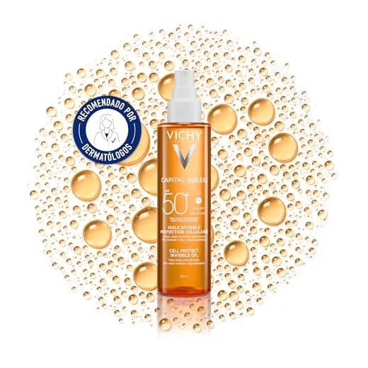 Vichy Capital Soleil Cell Protect Oil LSF 50+, Transparentes Sonnenöl für Gesicht, Körper & Haare, Hoher UVA/UVB-Schutz, Feuchtigkeitsspendend, 200 ml