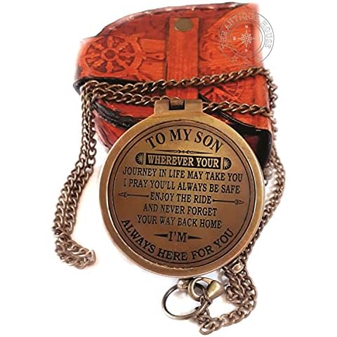 Antique to My Son Compass with Case/Dad to Son Gift/Mom to Son Gift/Graduation Gift to Son/Birthday Gift Cover