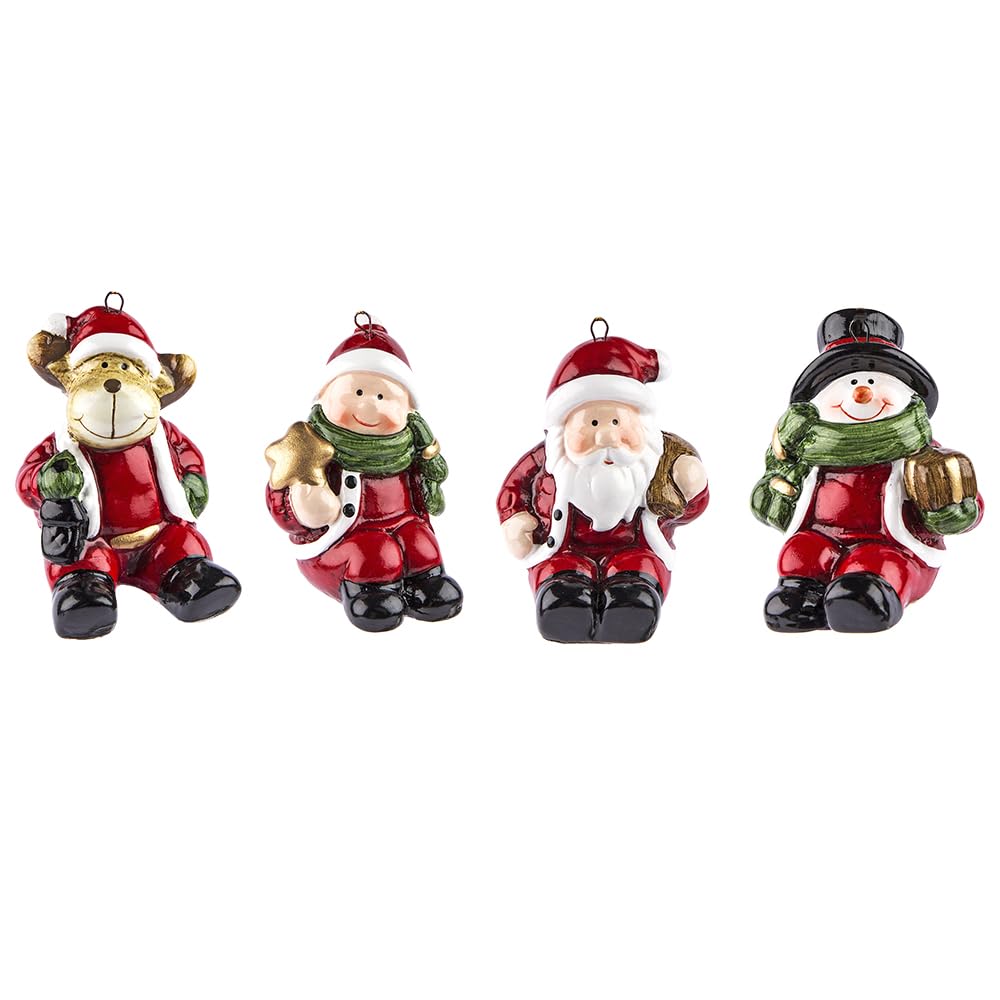 Ideen mit Herz Pequeñas figuras decorativas de Navidad, 4 unidades, reno, Papá Noel, muñeco de nieve y niño de invierno, figuras de Navidad ideales para manualidades o como decoración de mesa (figuras