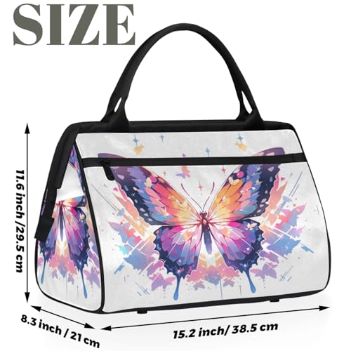 Butterfly Gym Bag for Women Men Travel Sports Duffel ith Trolley Sleeve Waterproof Sports Gym Weekender Overnight Carry On Tote Bag for Travel Gym Sport-222