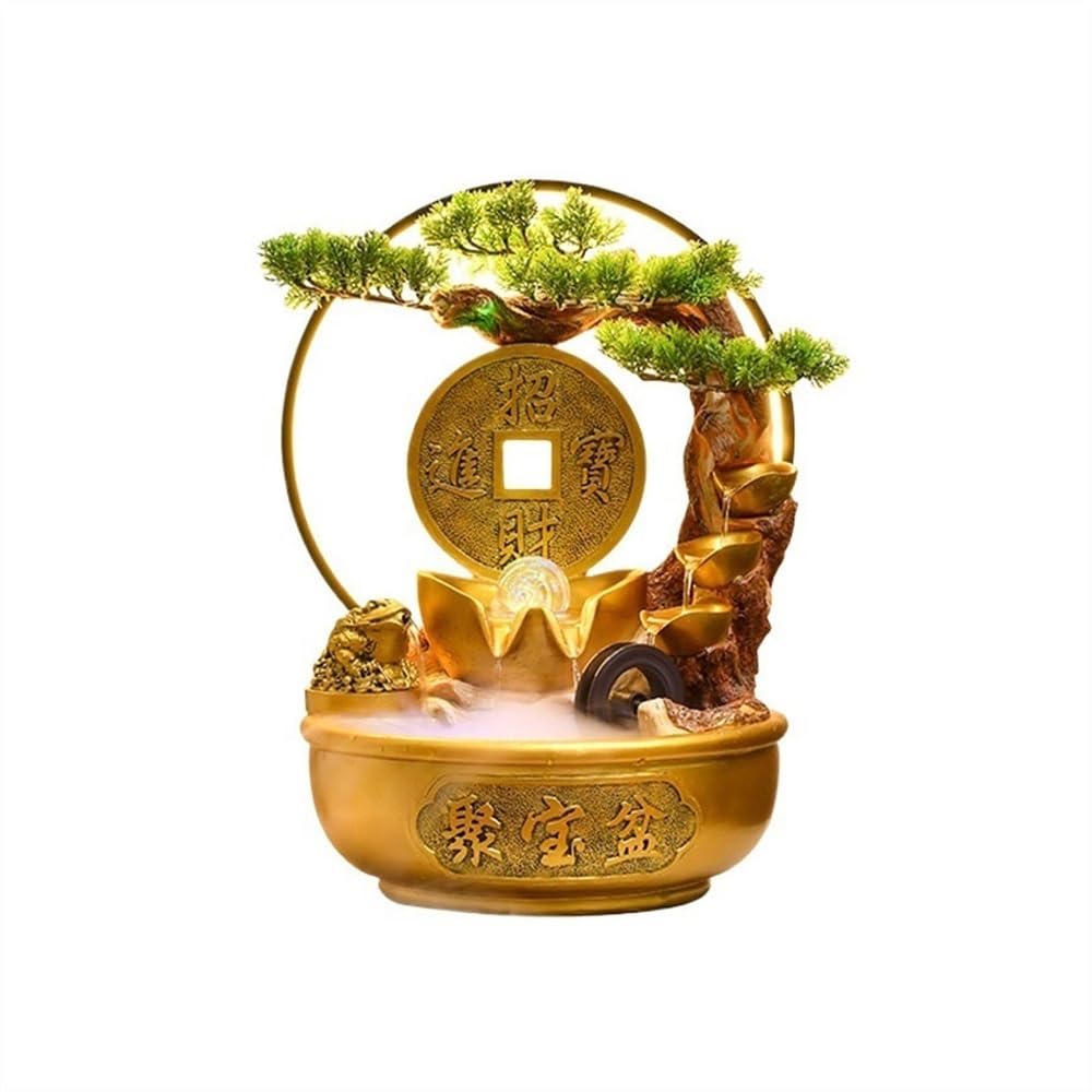 Desktop fountain Circulating Water Fountain Landscape Living Room Office Feng Shui Wheel Attract Wealth Flowing Ornaments Desk waterfall decor