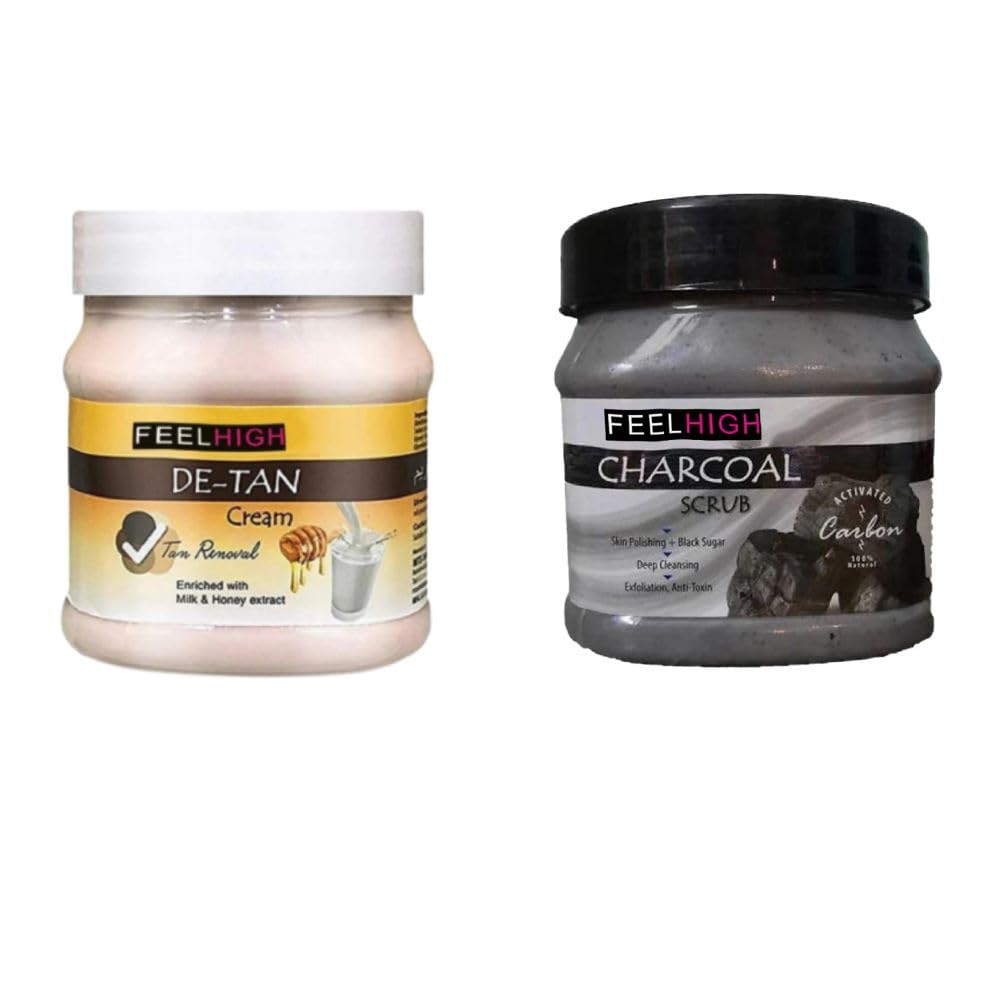 Feelhigh De-Tan Cream and Charcoal Scrub Combo (Pack of 2) Each 500ml-image-21