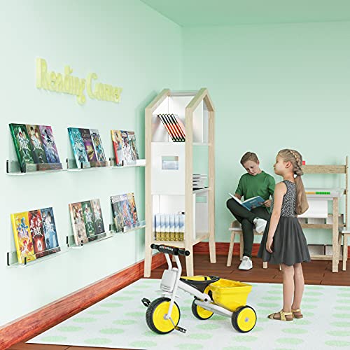 Ilyxy Acrylic Bookshelf, 2 Pack 24 Inch Wall Mounted Floating Bookshelf For Kids, Clear Wall Mounted Nursery Bookshelves, Invisible Bathroom Shelves 50% Thicker With 8 Free Screw Sets #TOP4
