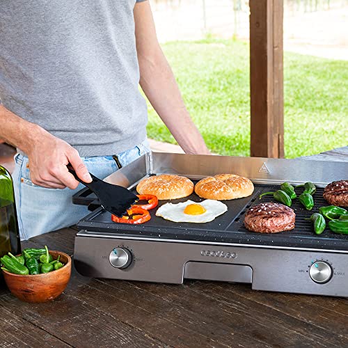 Cecotec Barbacoa Eléctrica de Sobremesa PerfectRoast 3000 Inox. 3000 W, Superficie de cocinado Mixta, Revestimiento Antiadherente Rockstone, Termostato regulable, Bandeja recogegrasas - imagen 2