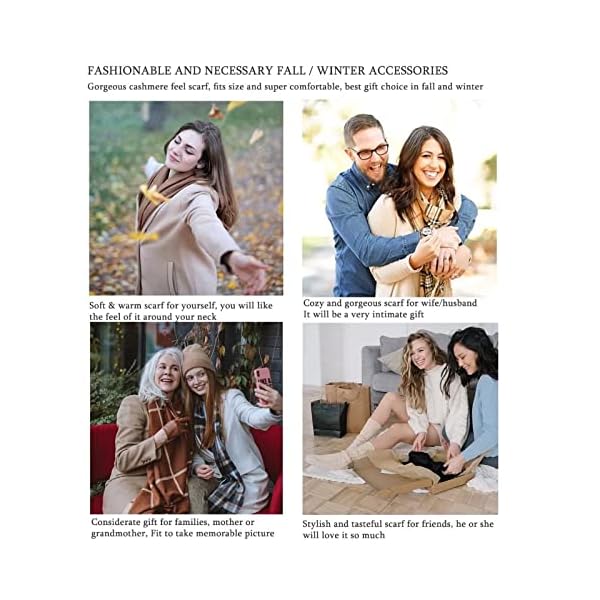 AUSEKALY Scarf For Men Women Cashmere Neck Scarf Plaid Winter Scarf Fall Softest Classic Warm, Camel,black, Medium - Image 10