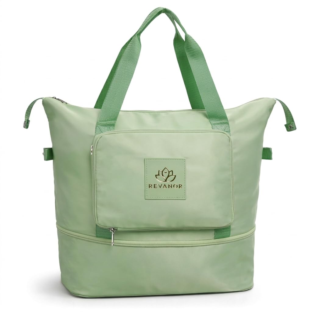 Foldable Travel Duffel Bag for Women – Expandable Oxford Fabric Carry-On, Lightweight & Waterproof, Convertible Extra Bag for Travel, Gym, or Shopping (Green)-image-6