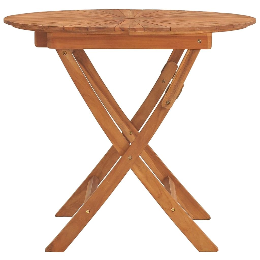 vidaXL Gartentisch, Beistelltisch Wetterfest Klappbar, Balkontisch Tisch Rund, Holztisch Klapptisch Gartenmöbel Campingtisch, Massivholz Teak
