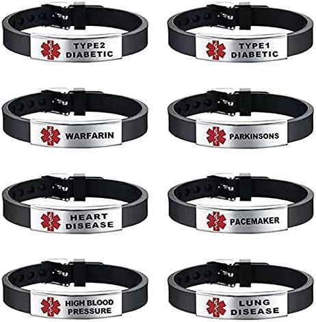 KunBead Medical Alert Bracelets for Women Adjustable Stainless Steel Silicone Emergency Awareness Medical ID Bracelet Wristband - Image 4