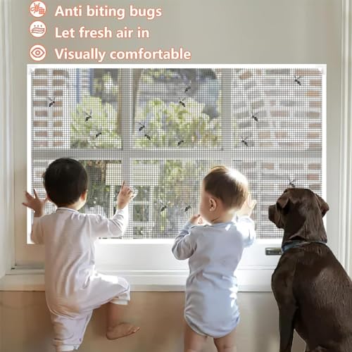 Image of Kanish White Mosquito Net Pre Stitched with Fastener Hook Tape on All Four Borders Window Mosquito Net, 120 GSM Polyester Insect Net (2 X 5feet, 24 * 60 Inch)