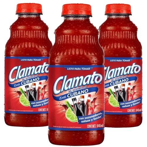 Clamato Cubano Bottle 946ml (Pack of 3) / Mexican Tomato Juice Mix for Cocktails Drinks