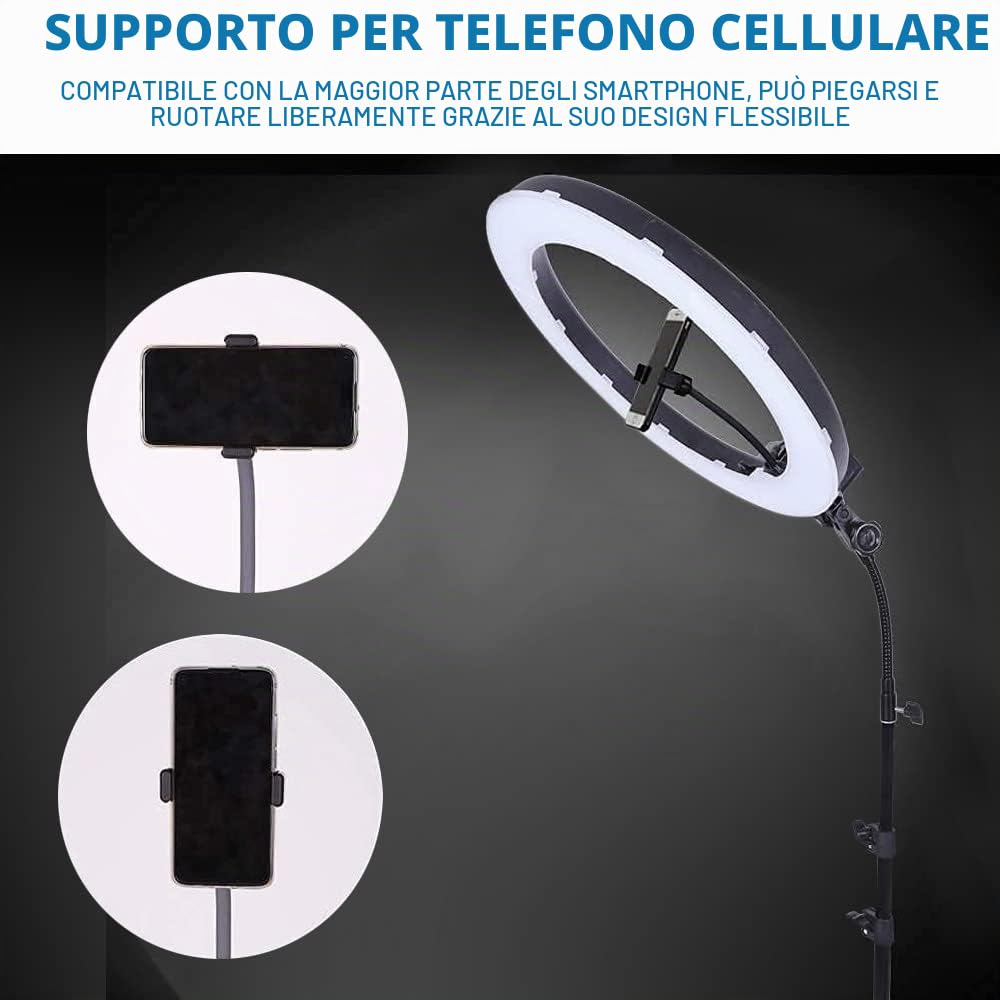 Lampada ad Anello LED 65W 18 Pollici Trucco con Specchio per Sopracciglio Luce per Tatuaggio, Bellezza, Estensione delle Ciglia, Illuminazione Fotografia Studio con Treppiede Supporto per