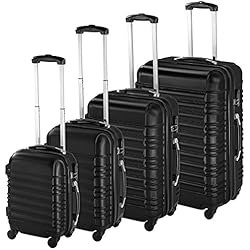 Conjunto Maletas TecTake 800317 Conjunto de 4 Maletas ABS, Set de 4 Piezas, Trolley de Viaje, Carcasa Rígida, Ruedas con Giro de 360 (Negro | No. 402024)