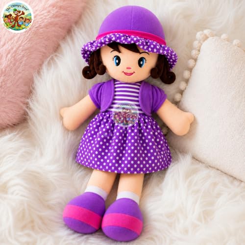 Image of Purple Curly Doll 40cm | Soft Plush Doll for Girls