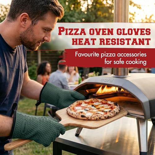 Image of KITCHEN PERFECTION XL Silicone Pizza Oven Gloves Heat Resistant Oven Mitts | Waterproof, 5-Finger Design For A Better Grip, for Outdoor & Indoor Pizza Ovens, Compatible with Ooni, Ninja, Gozney & More