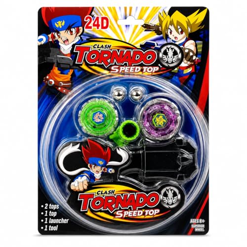Image of Metal Fusion Set with Arena | Battle Spinning Tops Toy | 2 Tops 2 Launchers | Kids Fighting Game Toy Set Spinning Tops with Arena & Launchers