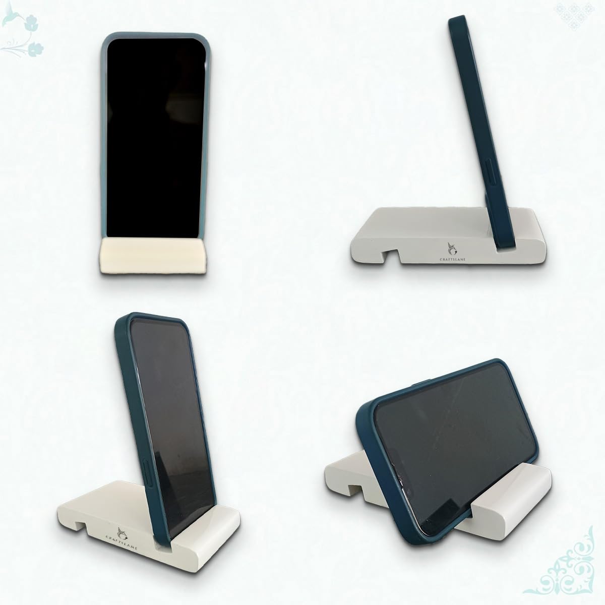 CRAFTSLANE Handcrafted Wooden Mobile Stand, Cell Phone Stand for Office Desk for Home for Table Portable Compact & Lightweight Hands-Free Viewing All Smartphones & iPhone (Solid Eggshell Pack of 1)-image-46