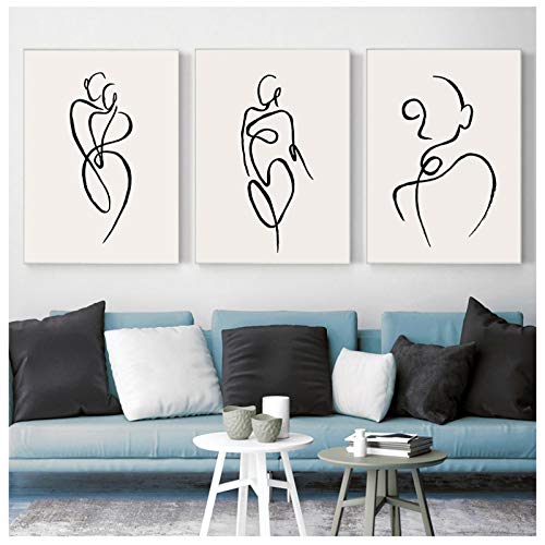 Toile scandinave silhouette KEBIA lot de 3 affiches d'art abstrait 50x70 cm déco murale