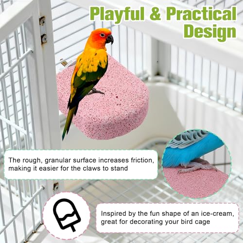 Image of 4 Pack Bird Beak Grinding Stone, Pumice Lava Ledge for Birds, Chinchillas, Hamsters, Parrots, Bird Perch Stand Climbing Ledge, Teeth & Beak Grinding Block (Short)