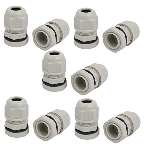 Aexit PG11 3mm-4mm Transmission Nylon 2 Holes Adjustable Cables Gland Connector Gray 10pcs